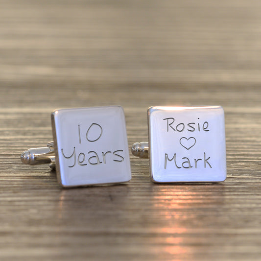 Happy Years Anniversary Cufflinks - Silver Finish