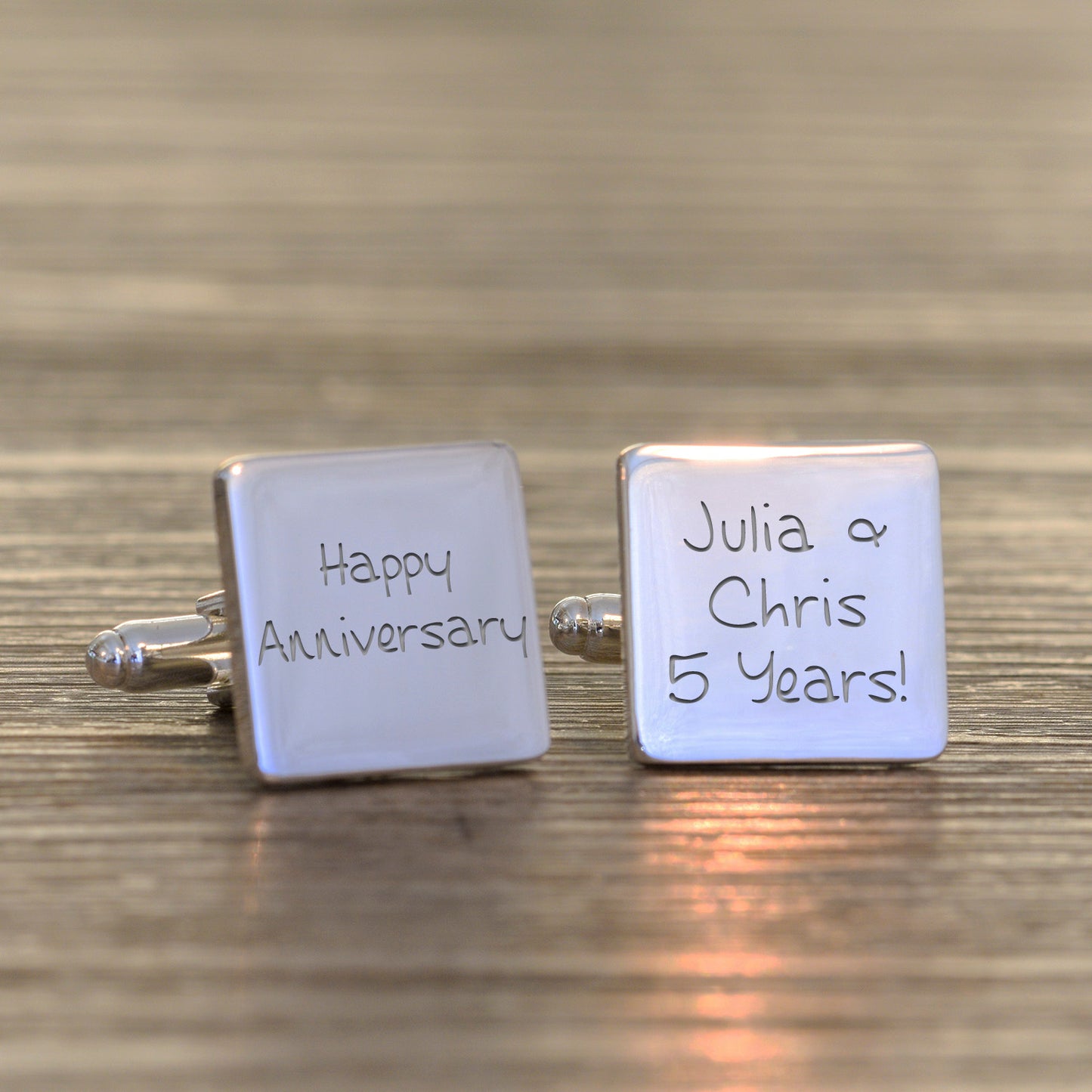 Happy Anniversary Cufflinks - Silver Finish