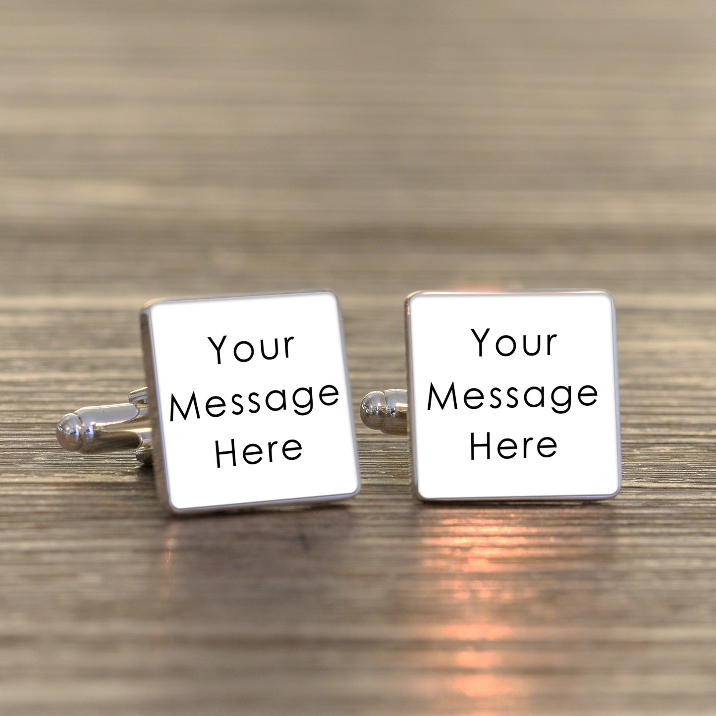 Coloured Any Message Cufflinks - Silver Finish