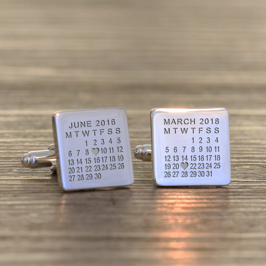 Calendar Cufflinks - Silver Finish