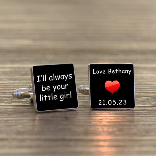 Always Your Little Girl Photo Upload Cufflinks - Silver Finish