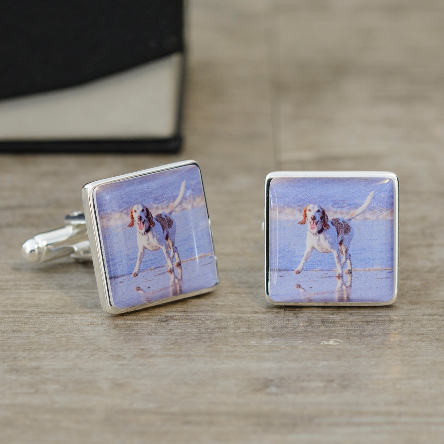 Dog Photo Upload Cufflinks - Silver Finish