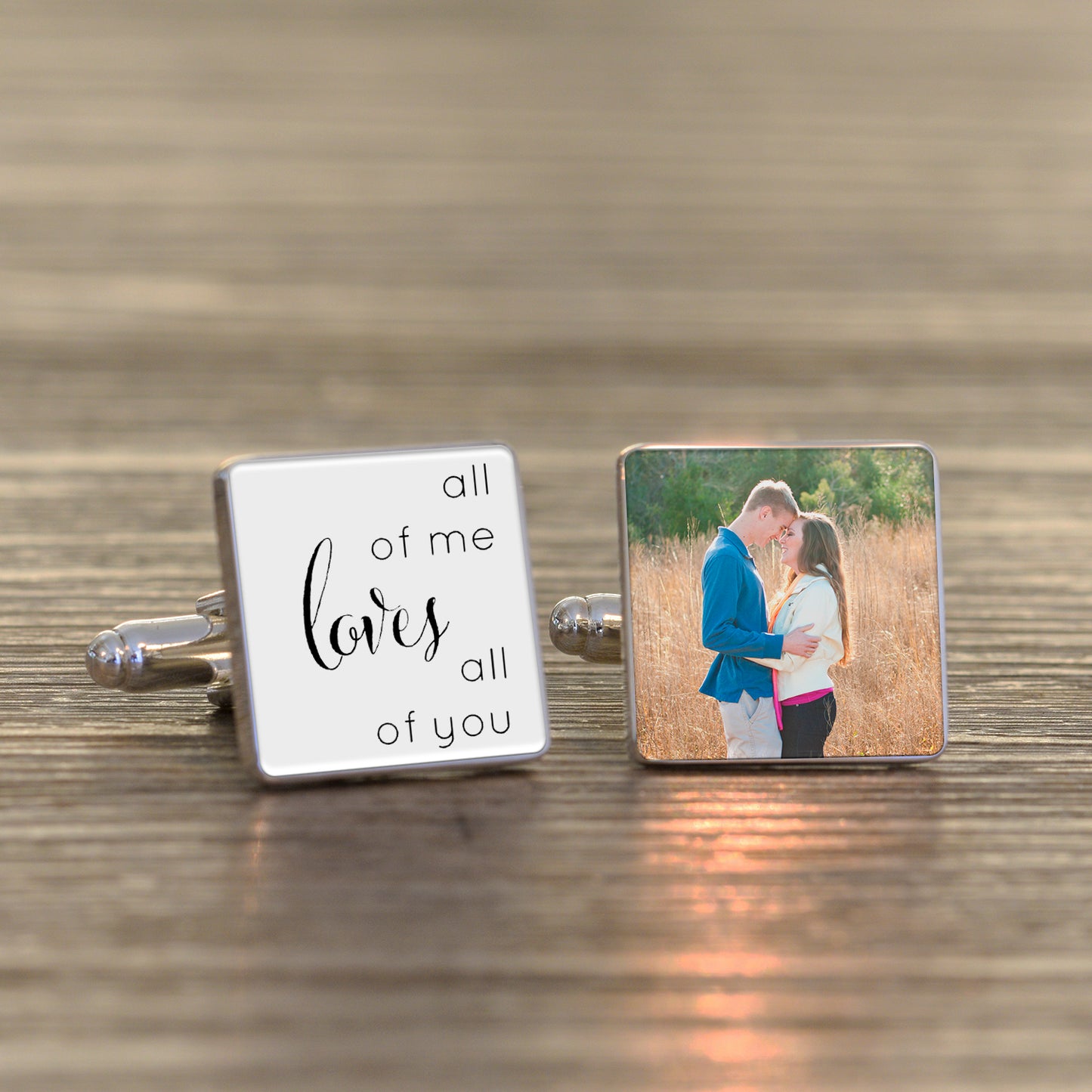 All of me love all of you Photo Upload Cufflinks - Silver Finish