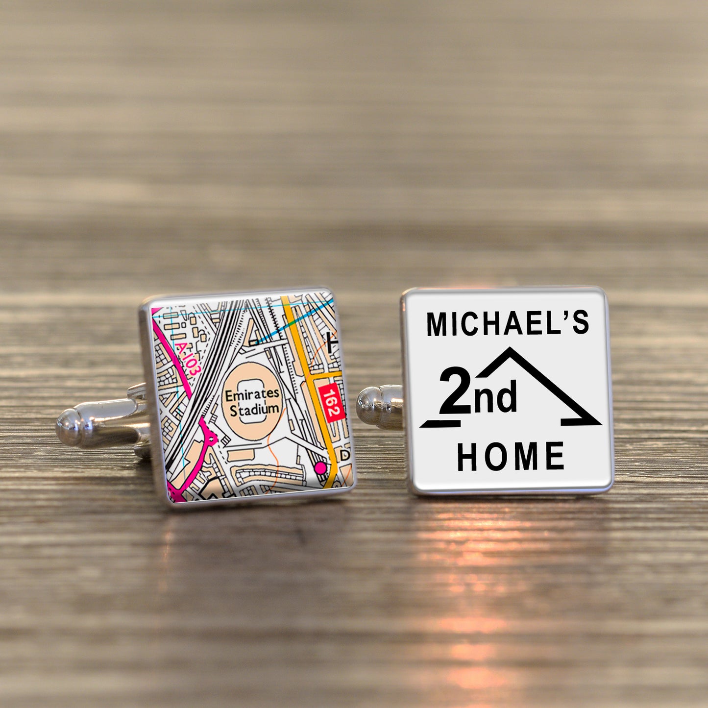 2nd Home Favourite Place Cufflinks - Silver Finish