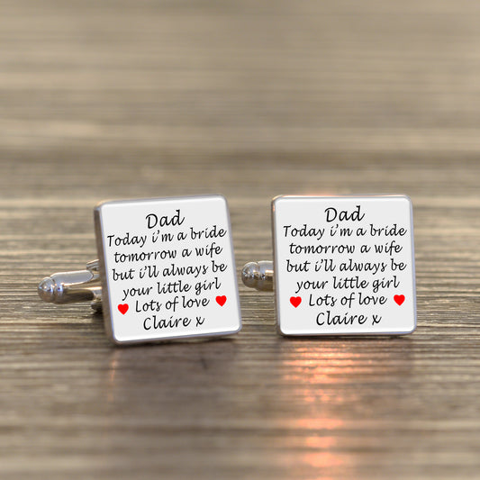 Dad, Always Your Little Girl Cufflinks - Silver Finish