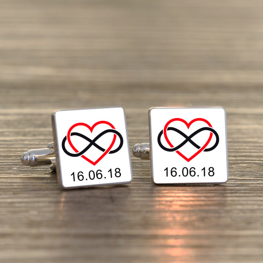 Infinity Design Anniversary Cufflinks - Silver Finish