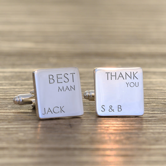 Wedding Party Thank You Cufflinks - Silver Finish