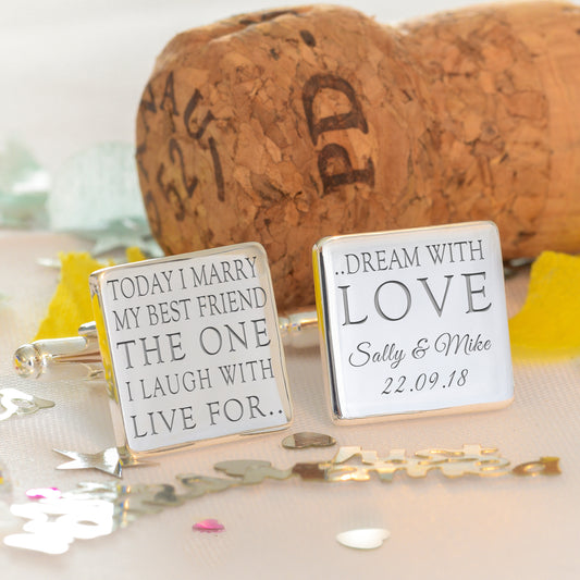 Today I Marry My Best Friend Cufflinks - Silver Finish