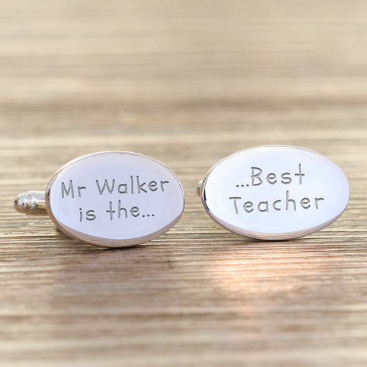 Best Teacher Cufflinks - Silver Finish