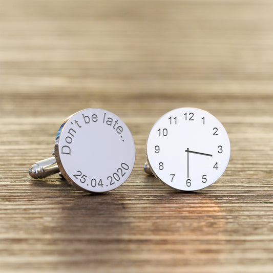 Dont be late / Special Time Cufflinks - Silver Finish