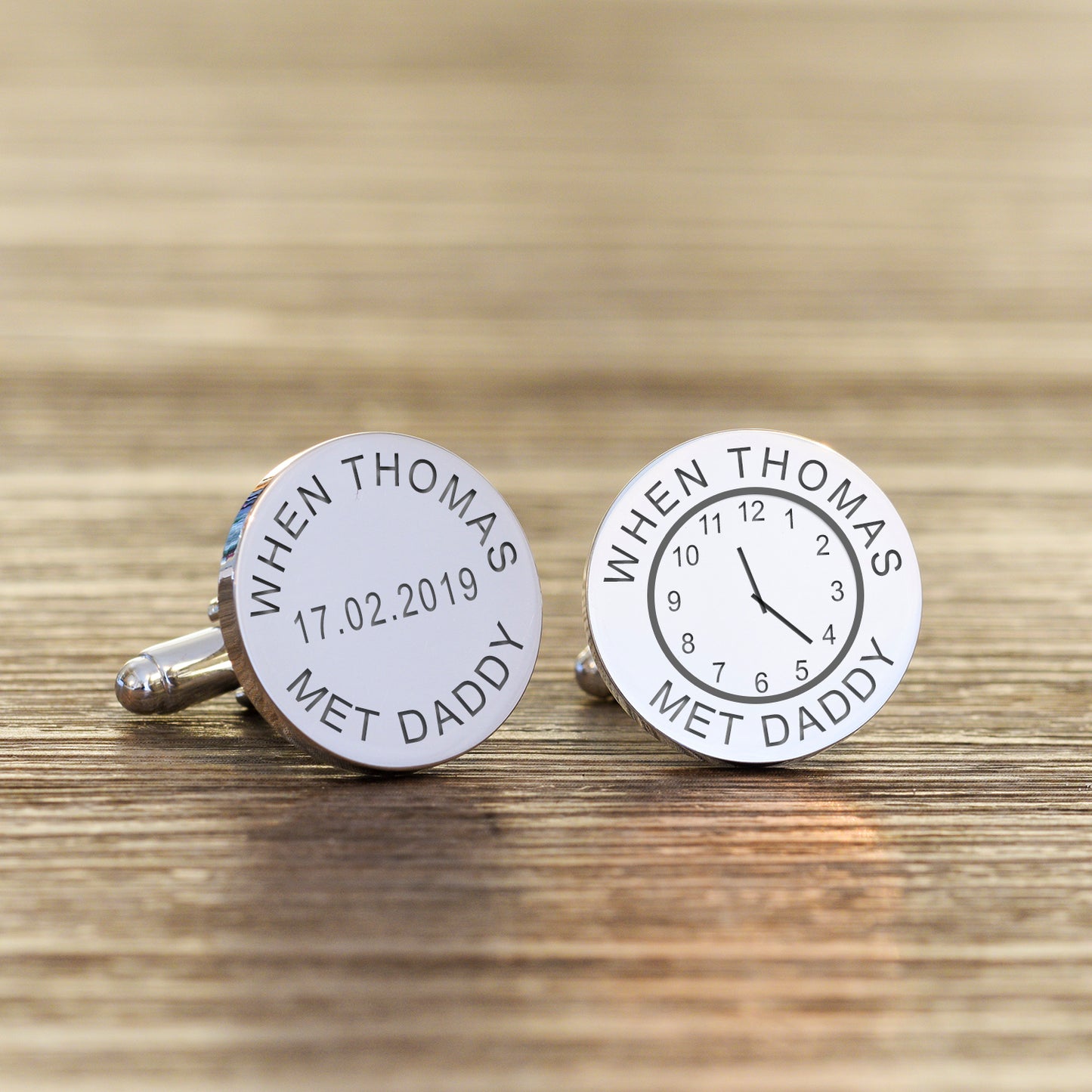 When met Daddy / Special Time Cufflinks - Silver Finish