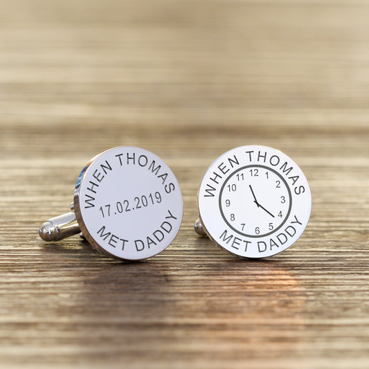 When met Daddy / Special Time Cufflinks - Silver Finish