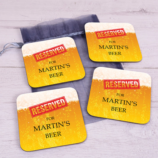 Reserved Beer Set of 4 Coasters