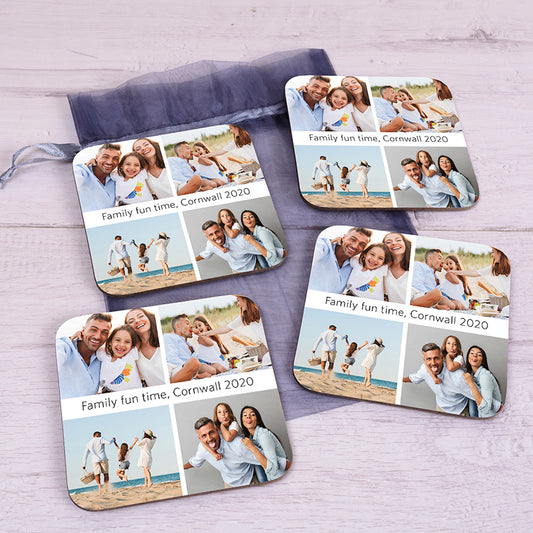 Four Photo Upload Set of 4 Coasters