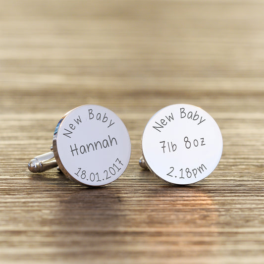 New Baby Cufflinks - Silver Finish