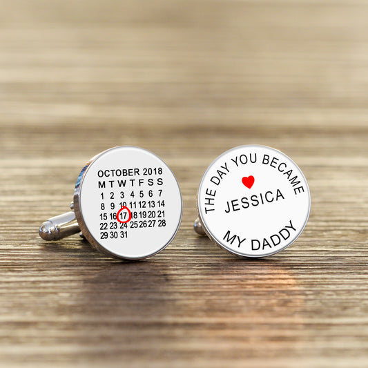 The Day You Became My Daddy Cufflinks - Silver Finish