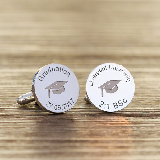 Graduation Cap Cufflinks - Silver Finish