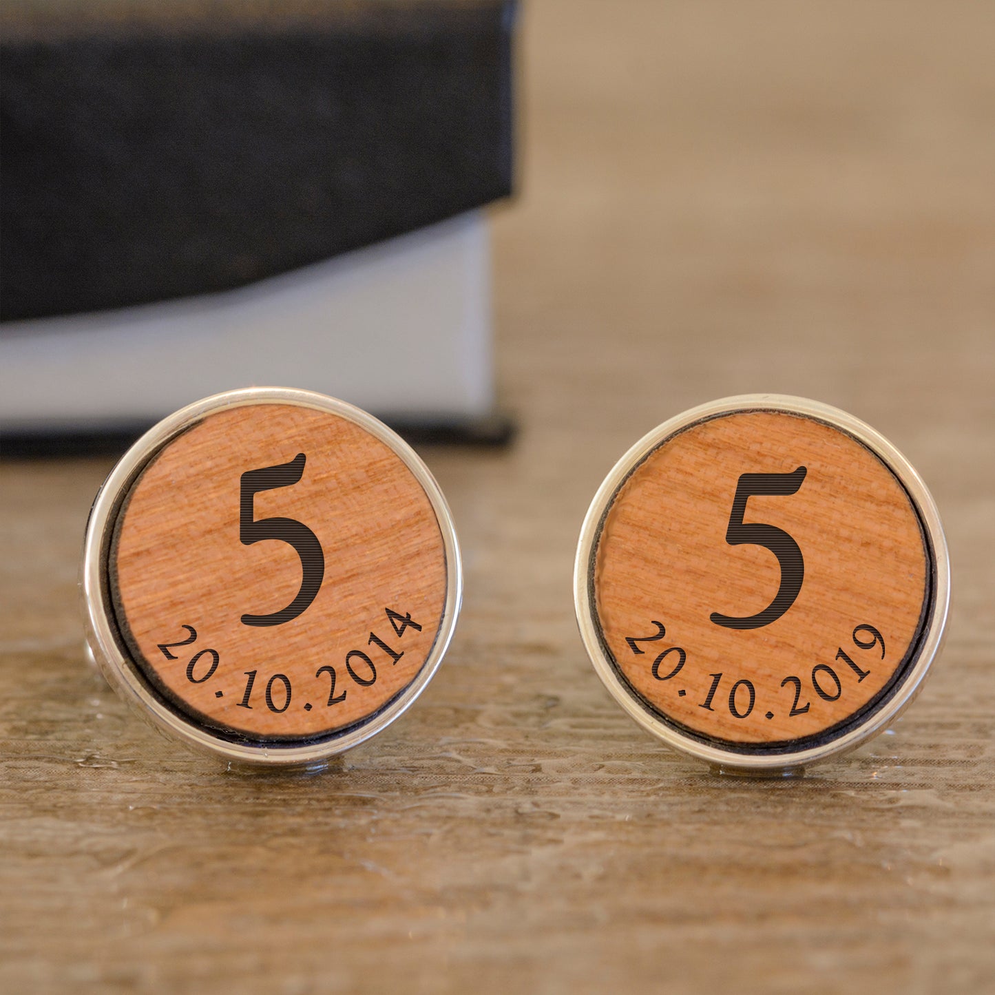 Wooden Anniversary Cufflinks - Cherry Wood