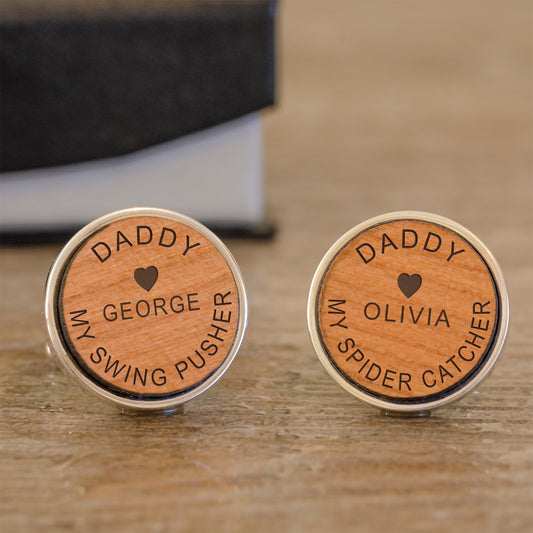 Daddy Cufflinks - Cherry Wood