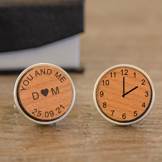 You and Me / Special Time Cufflinks - Cherry Wood