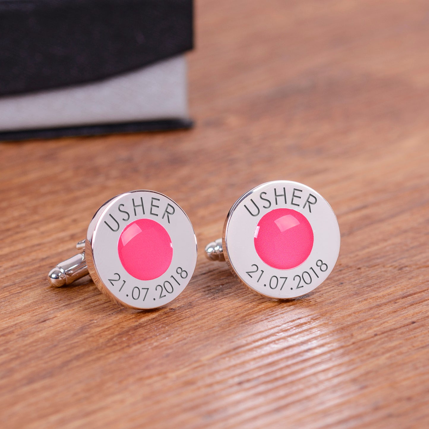 Coloured Wedding Party Cufflinks - Silver Finish