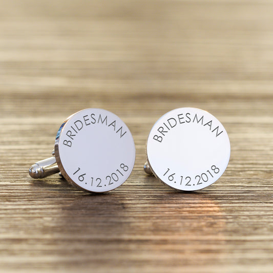 Bridesman Cufflinks - Silver Finish