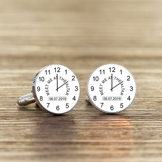 White Meet Me At The Altar Cufflinks - Silver Finish