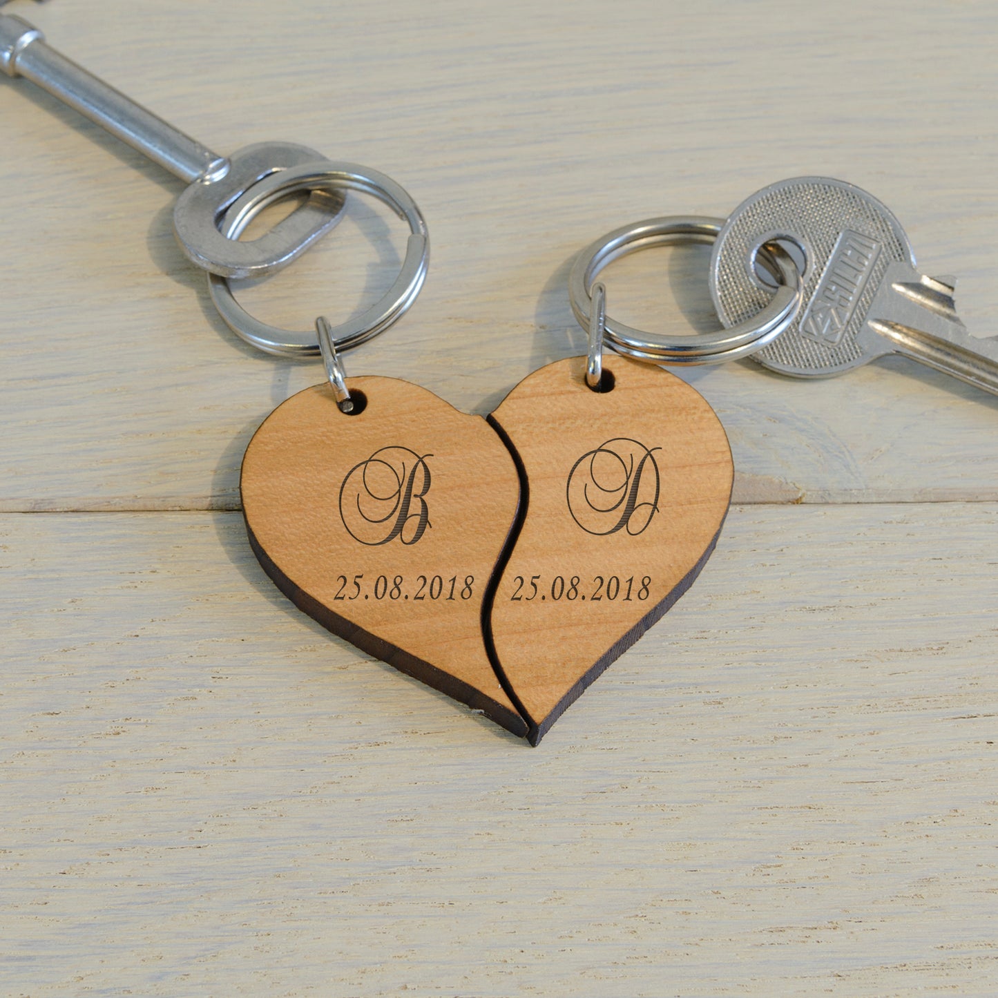 Initials & Date Key Ring - Set of 2