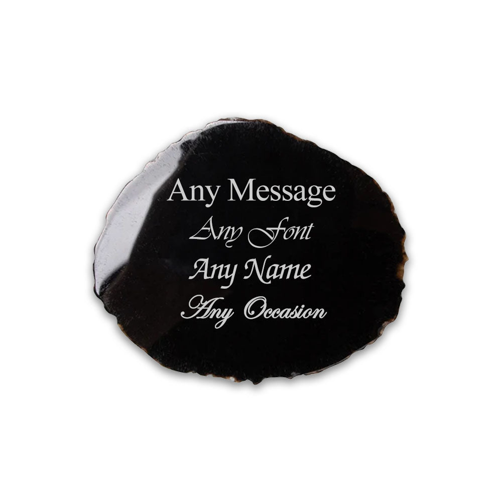 Engraved Black Agate Rock Coaster Image 2