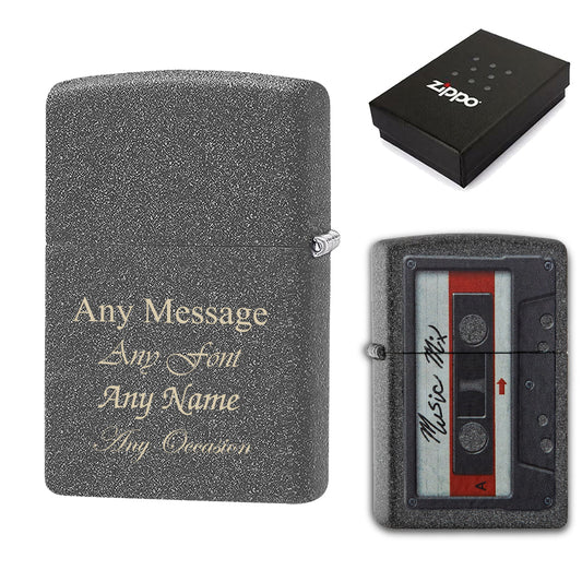 Engraved Cassette Tape Official Zippo Windproof Lighter Image 1