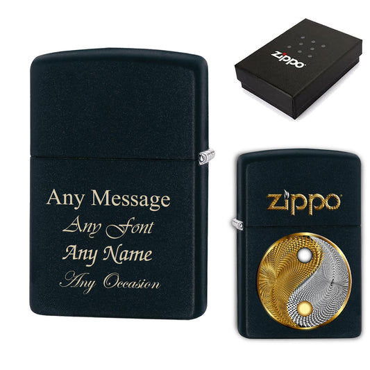 Engraved Gold and White Ying and Yang Official Zippo Windproof Lighter Image 1