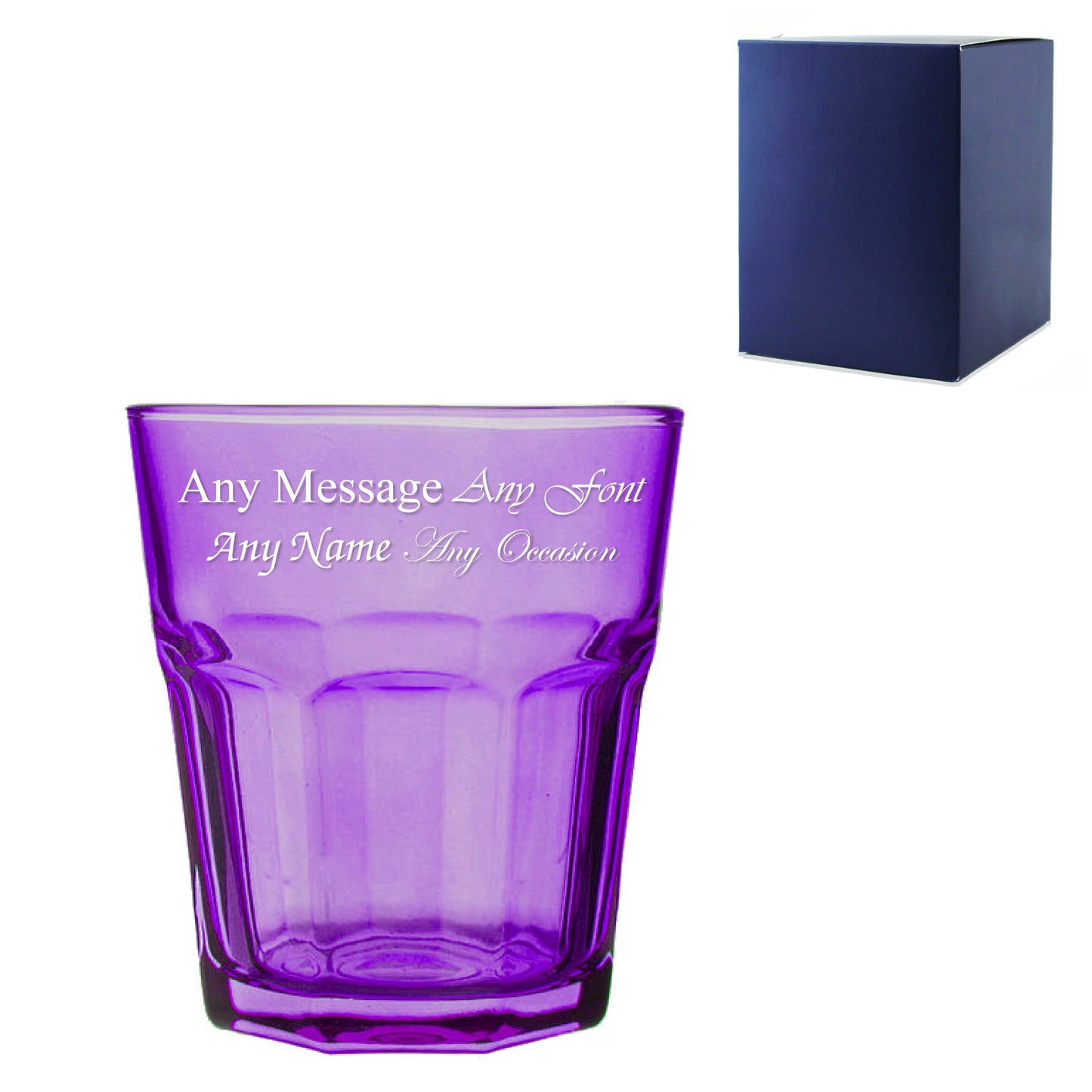 Engraved 305ml Purple Coloured Water Glass with Gift Box Image 2