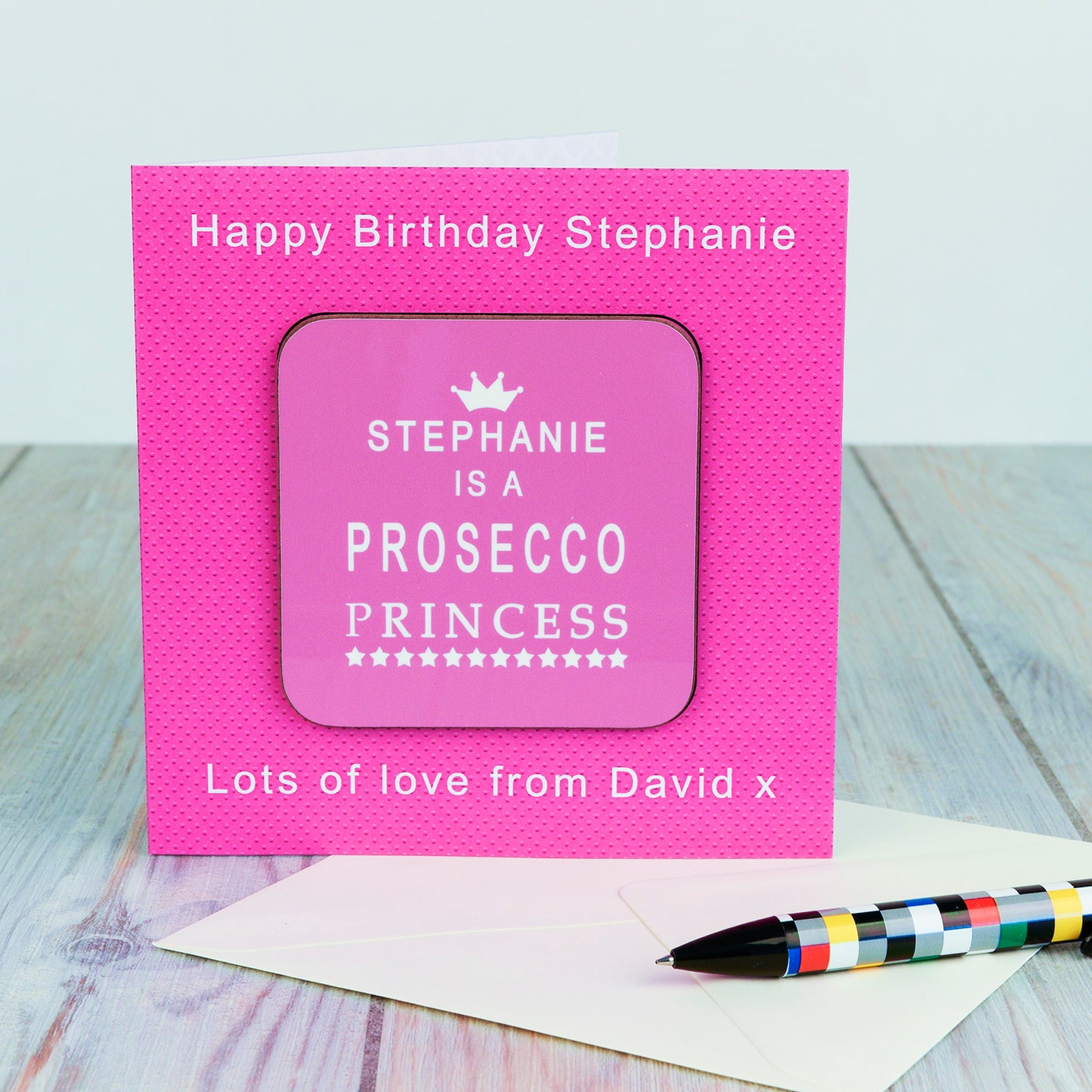 Prosecco Princess Coaster Card