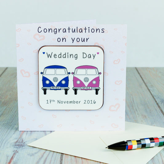 Wedding Day Camper Vans Coaster Card