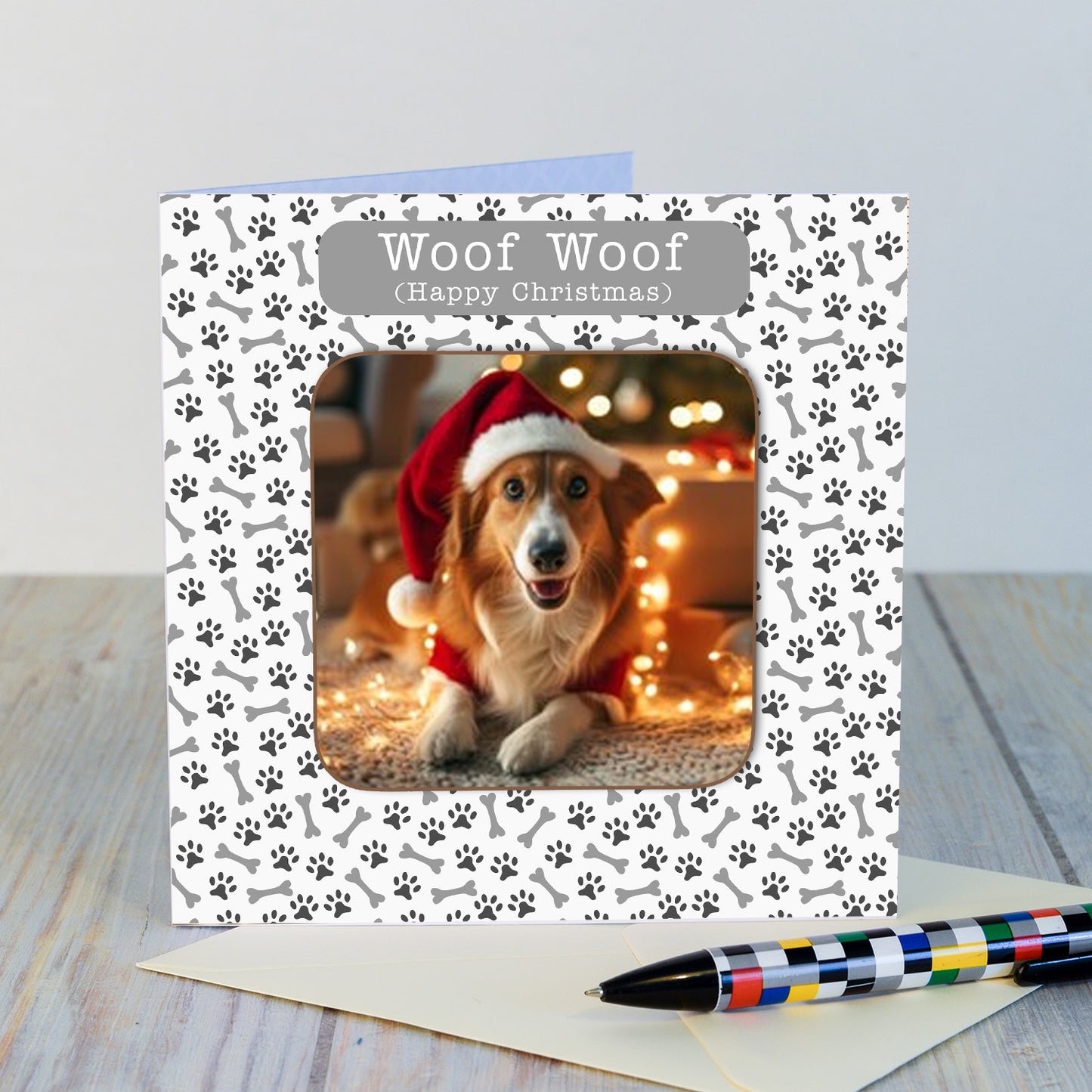 Woof Woof Coaster Card Happy Christmas