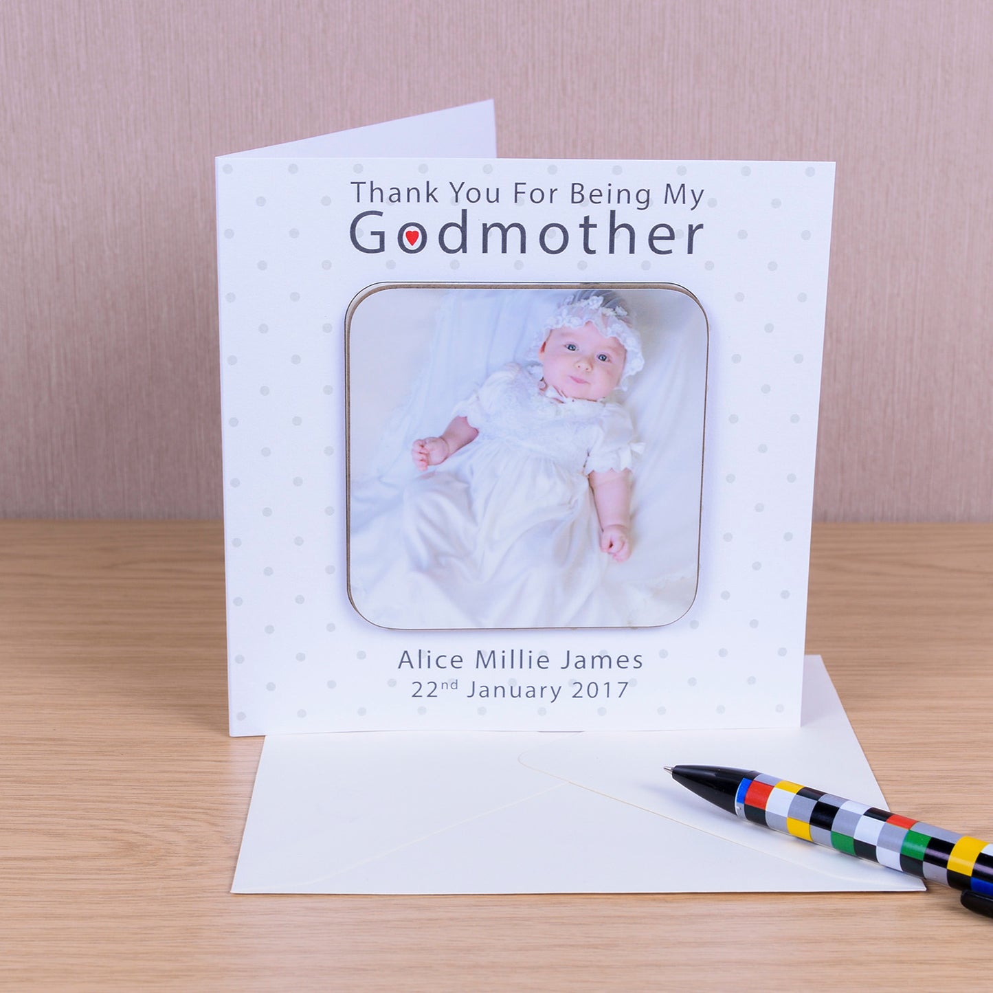 Godparents Photo Upload Coaster Card