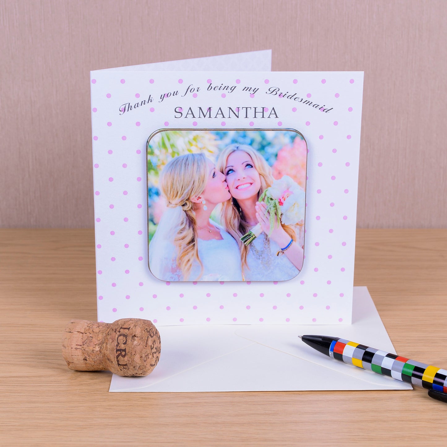 Bridesmaid Photo Upload Coaster Card