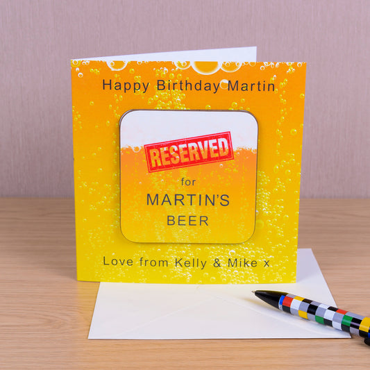 Reserved Beer Coaster Card