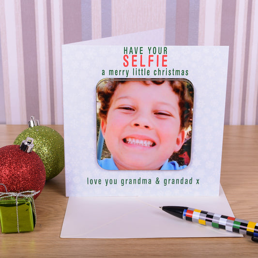 Christmas Selfie Photo Upload Coaster Card