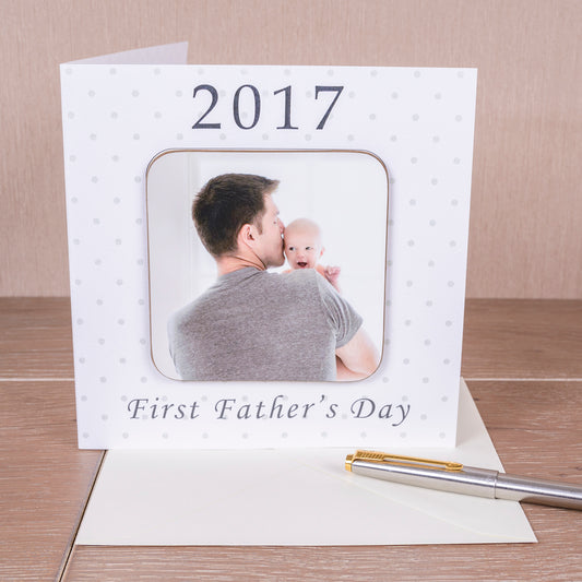 First Fathers Day Photo Upload Coaster Card