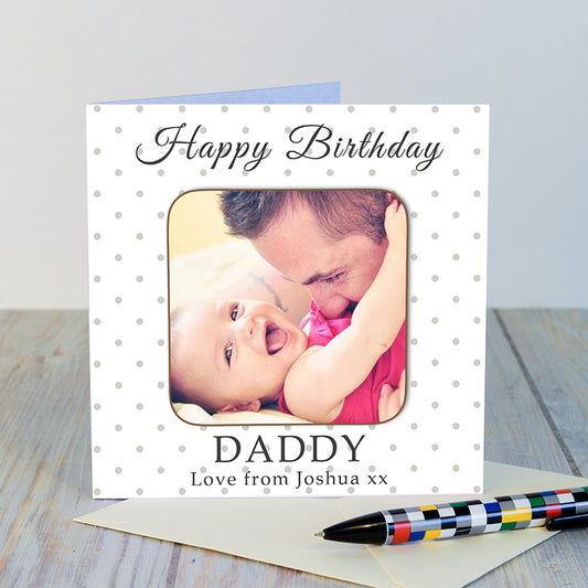 Happy Birthday Photo Upload Coaster Card