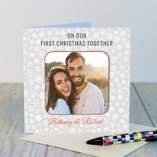 Our First Christmas Photo Upload Coaster Card