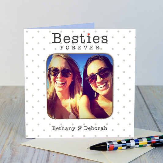 Besties Forever Photo Upload Coaster Card