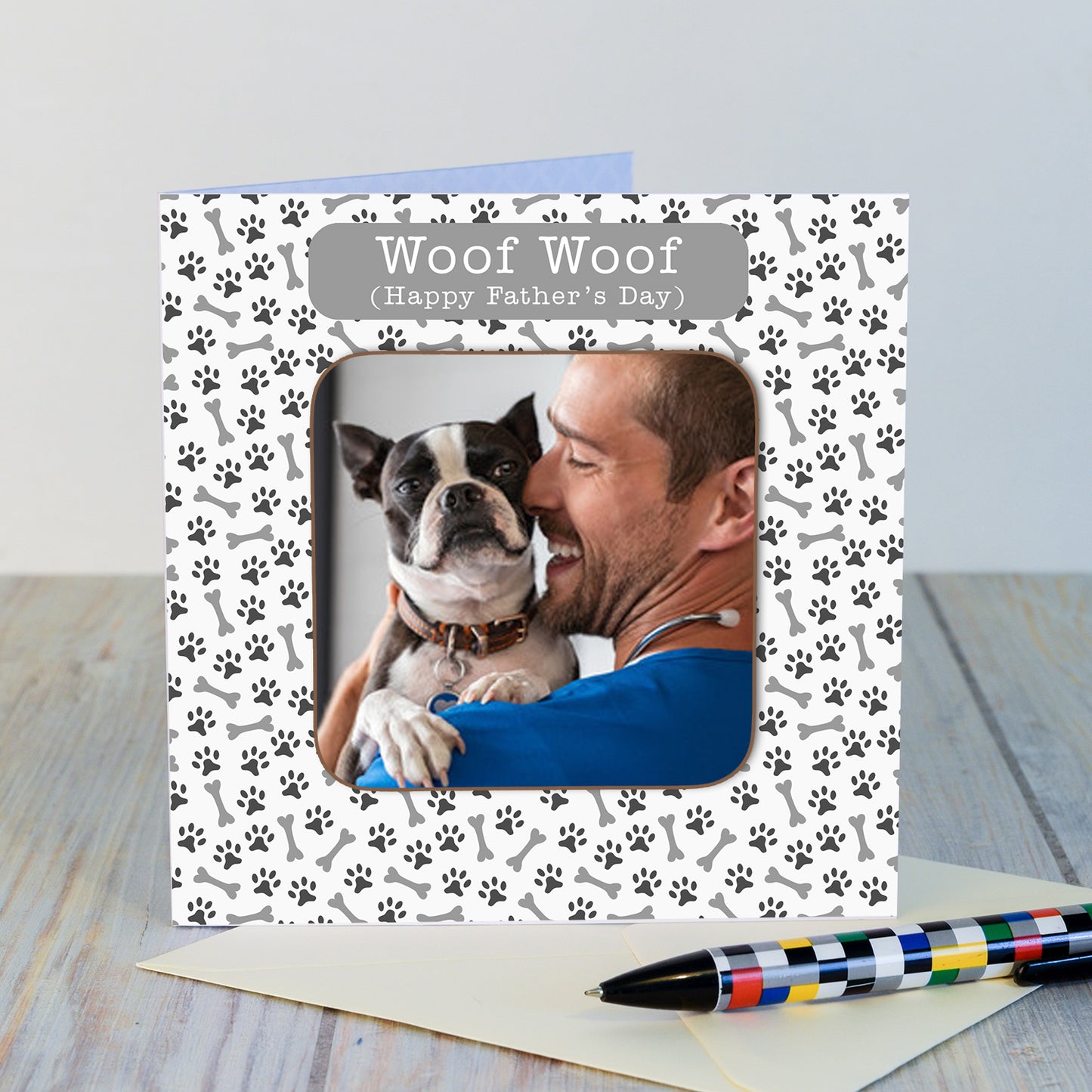 Woof Woof Photo Upload Coaster Card