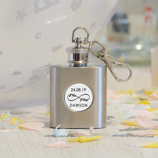 Mr & Mrs Hip Flask Key Ring