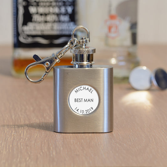 Wedding Party Hip Flask Key Ring