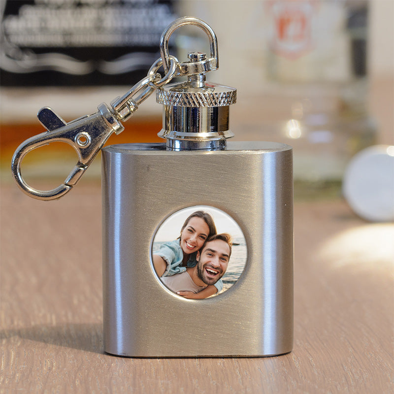 Photo Upload Hip Flask Key Ring