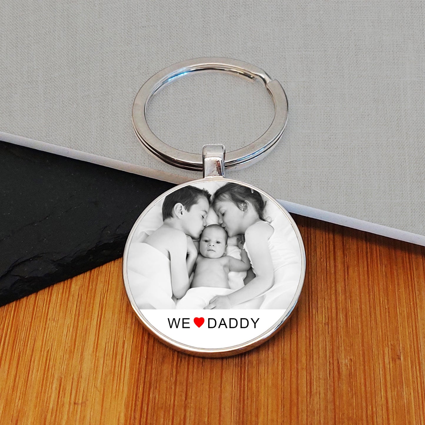 I/We Love Daddy Photo Upload Key Ring