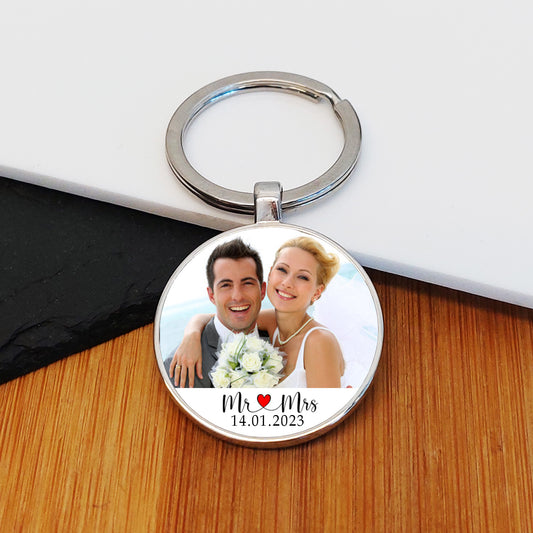 Mr & Mrs Photo Upload Key Ring