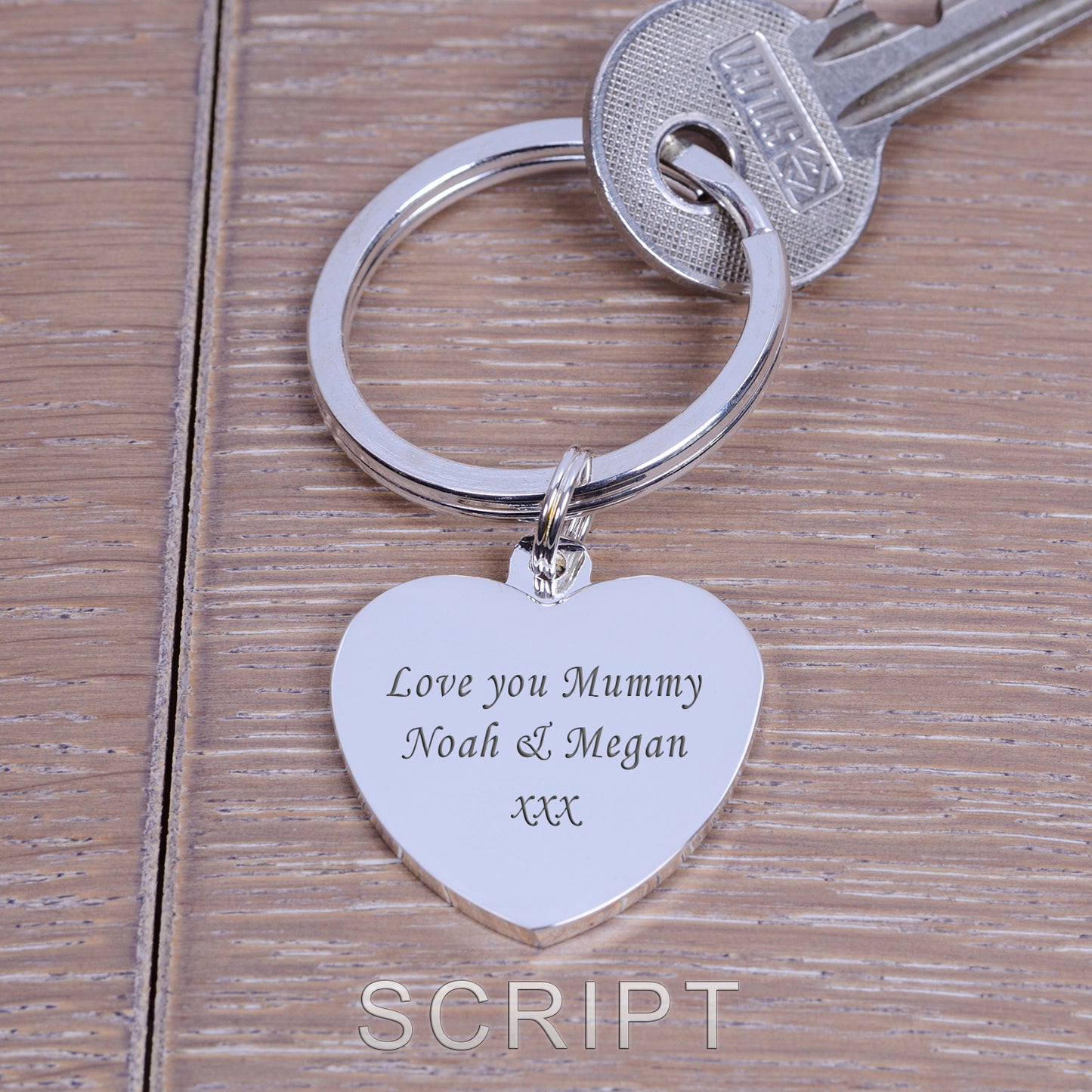 Personalised Heart Key Ring - Silver Plated